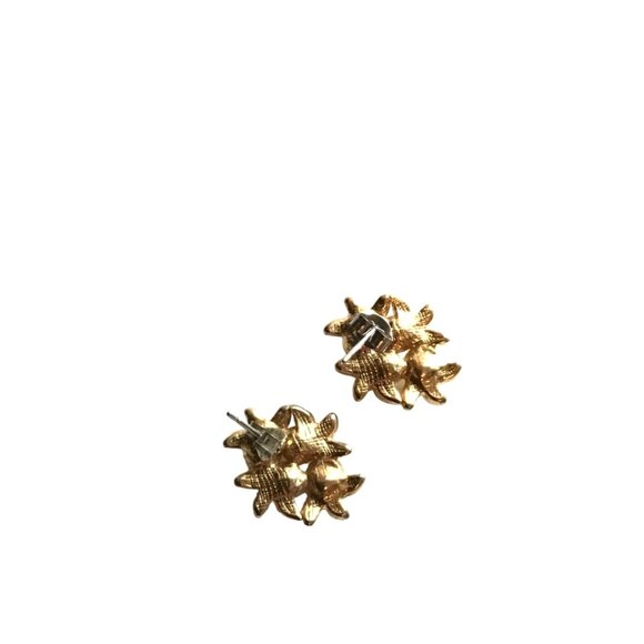 WOMENS GOLD TONE WHITE STONE EARRINGS  timeless piece to your wardrobe - Picture 3 of 3